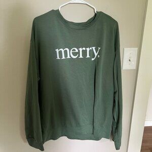 Green 'Merry' Sweatshirt
